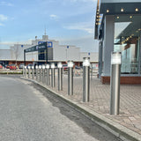 Durable stainless steel illuminated bollard for city squares