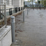 Stainless Steel Illuminated Bollard in public square setting