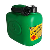 Green 5 litre plastic fuel can is a vital asset on construction sites. Color-coded for fuel safety, it features a safety cap and easy pour spout, preventing spills. Complies with S.I. 1982/630. Get yours now!