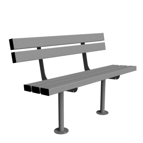 Gretton steel seat with backrest in a park setting.