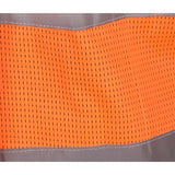 Executive mesh vest with ID pocket, orange polyester stretchy mesh, EN ISO 20471 Class 2 and Class 1 visibility.