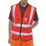 Hi-vis Executive Waistcoat/Vest with ID Pocket - Red, Polyester