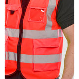 High Visibility Executive Waistcoat - Red, Front Zip, Polyester