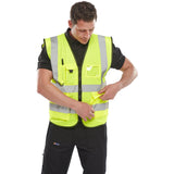 Saturn Yellow Hi Vis Executive Vest - Polyester, Retro-reflective Tape, EN ISO 20471