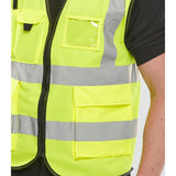High Visibility Executive Waistcoat - Saturn Yellow, Front Zip, Polyester Fabric