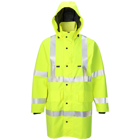 Front view of Hi-Vis Foul Weather Jacket - Saturn Yellow