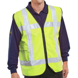 LED Light Up Hi-vis Vest with Pockets - Saturn Yellow, Machine Washable, 7 Light Settings