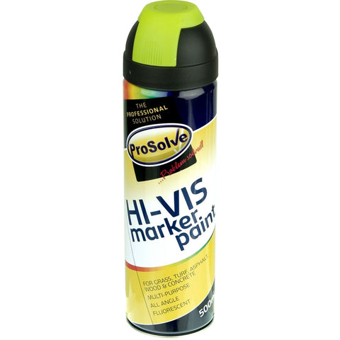 Quick-Drying Fluorescent Acrylic Marker Paint - Lead & Xylene-Free - Indoor & Outdoor Use - Concrete, Tarmac, Wood & Composites - Used in Surveying, Construction, Warehousing & More - Yellow  Color - Hi-Vis Spray - Ideal for Warehouses, Construction Site