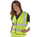 Professional Hi-vis Polyester Vest, Short Length, Saturn Yellow, EN ISO 20471 Class 1