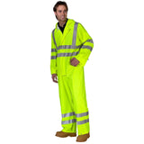 Hi-vis PU Breathable Coverall Saturn Yellow - Polyester with PU Coating, Hood with Drawcord, Elasticated Storm Cuffs