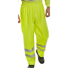 Hi-vis PU Overtrousers - Saturn Yellow | Breathable Polyester with PU Coating & 3M Retro-reflective Tape