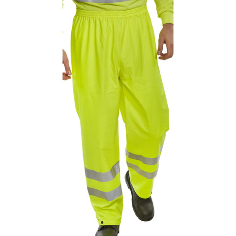 Hi-vis PU Overtrousers - Saturn Yellow | Breathable Polyester with PU Coating & 3M Retro-reflective Tape