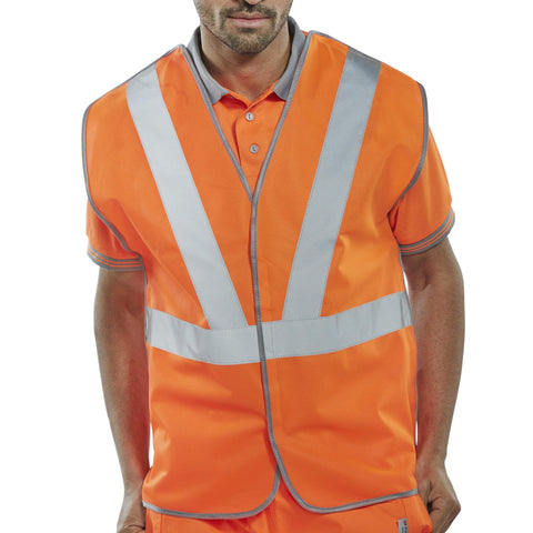 Rail Spec Polyester Hi-vis Vest - Orange, EN ISO 20471 Class 2, Retro Reflective Tape