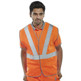 High Visibility Railway Vest - Orange, Polyester Fabric, RIS-3279-TOM Certified