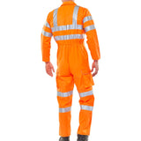 Hi-vis Railspec Coverall - Orange | 270gsm | Polyester Cotton Blend | Teflon Treatment | Double Sewn Seams | Cargo & Knee Pad Pockets