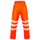 Orange waterproof rail overtrouser, Ripstop polyester with PU laminate