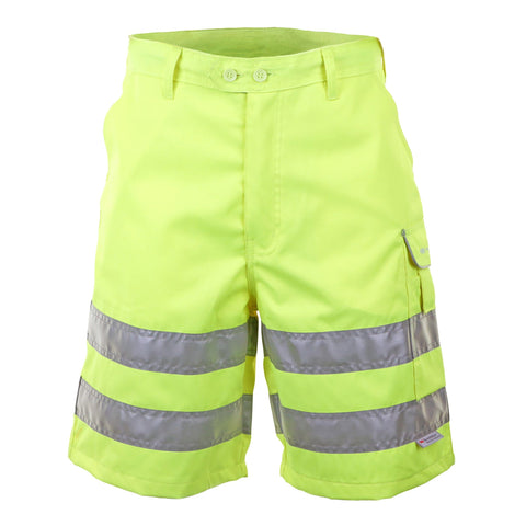 Professional Hi-vis Shorts in Saturn Yellow crafted from durable 80-20 polyester cotton blend. 