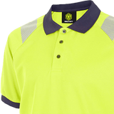 Close-up of navy collar on Hi-vis Two Tone Polo Shirt