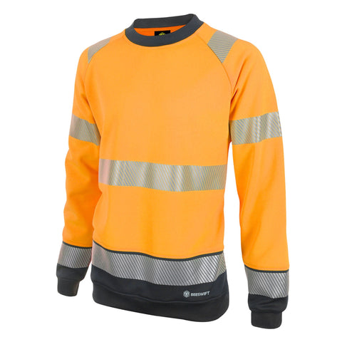 Envirowear Hi-vis Recyclable Sweatshirt - Orange: Hi Vis sweatshirt with retro-reflective tape, 280 gsm fleece fabric, anti pill treatment. 