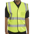 Hi-vis Vest with ID Pocket in Saturn Yellow, made from 100% polyester with hook and loop fastening. Features retro-reflective tape