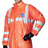 Fluorescent Orange Hi-vis Coverall, Type 5-B/6-B, Chemical and Particulate Protection, Conforms to EN Standards, for Railway Workers