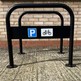 Durable Hillmorton cycle stand with galvanised steel and signage plate.