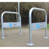 Secure two bikes with Hillmorton cycle stand, available at Street Solutions.