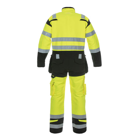 Hove Hi-vis Two-tone Coverall Saturn Yellow/Black - Adjustable Cuffs & Waist | Multiple Pockets | Elastic Detail