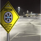 Ice Sentinel flashing warning sign for site and pedestrian safety.