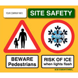 Ice Sentinel flashing warning sign for site and pedestrian safety.