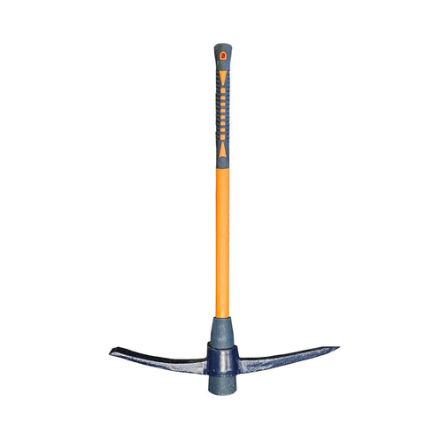 Insulated 7lb pick axe with BS8020 safety features, protects up to 1,000 volts, tested to 10,000 volts. Ideal for breaking rocks, concrete, and compacted soil. Includes Certificate of Conformity.