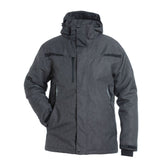 Professional grey Kassel SNS Waterproof Fixed Lining Parka with concealed zip front, fixed fleece lining, detachable hood, and retro-reflective trim.