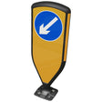 3SIXTY self-righting bollard, black frame with blue keep-left diagonal arrow face