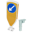 3SIXTY white-frame self-righting bollard with keep-left and keep-right arrow