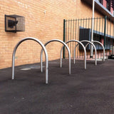 Secure two bicycles with Kirby hoop cycle stand, galvanised finish.