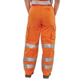 Orange ladies' rail spec trousers, combining durability and comfort with 80-20 polyester cotton fabric.