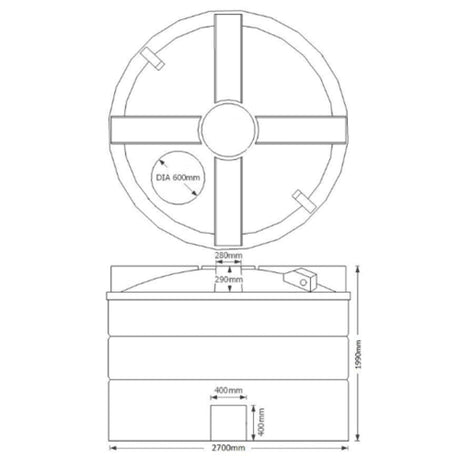 Non-Potable Cylindrical Storage Water Tank