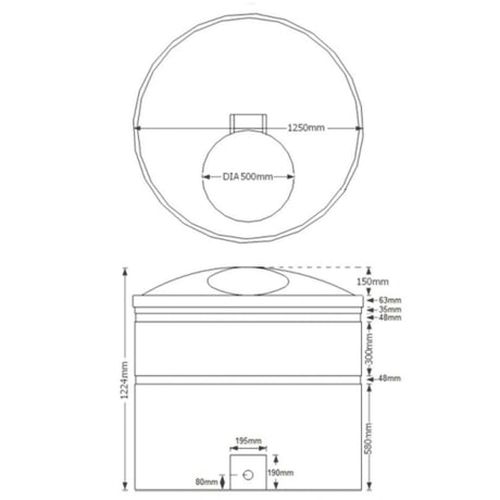 Black Cylindrical Water Storage Tank