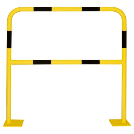 light-duty-yellow-black-high-visibility-hoop-guard-light-duty-indoor-use-industrial-warehouses-depots-factories-safety-commercial-steel-powder-coated-distribution-forklift-damage-pallet-racking-impact-protection