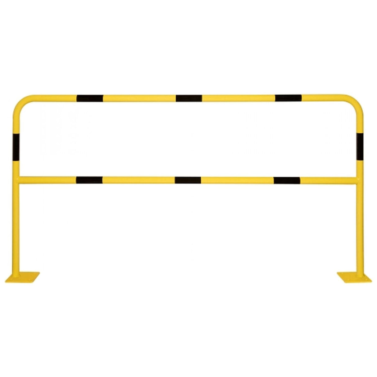 light-duty-yellow-black-high-visibility-hoop-guard-light-duty-indoor-use-industrial-warehouses-depots-factories-safety-commercial-steel-powder-coated-distribution-forklift-damage-pallet-racking-impact-protection