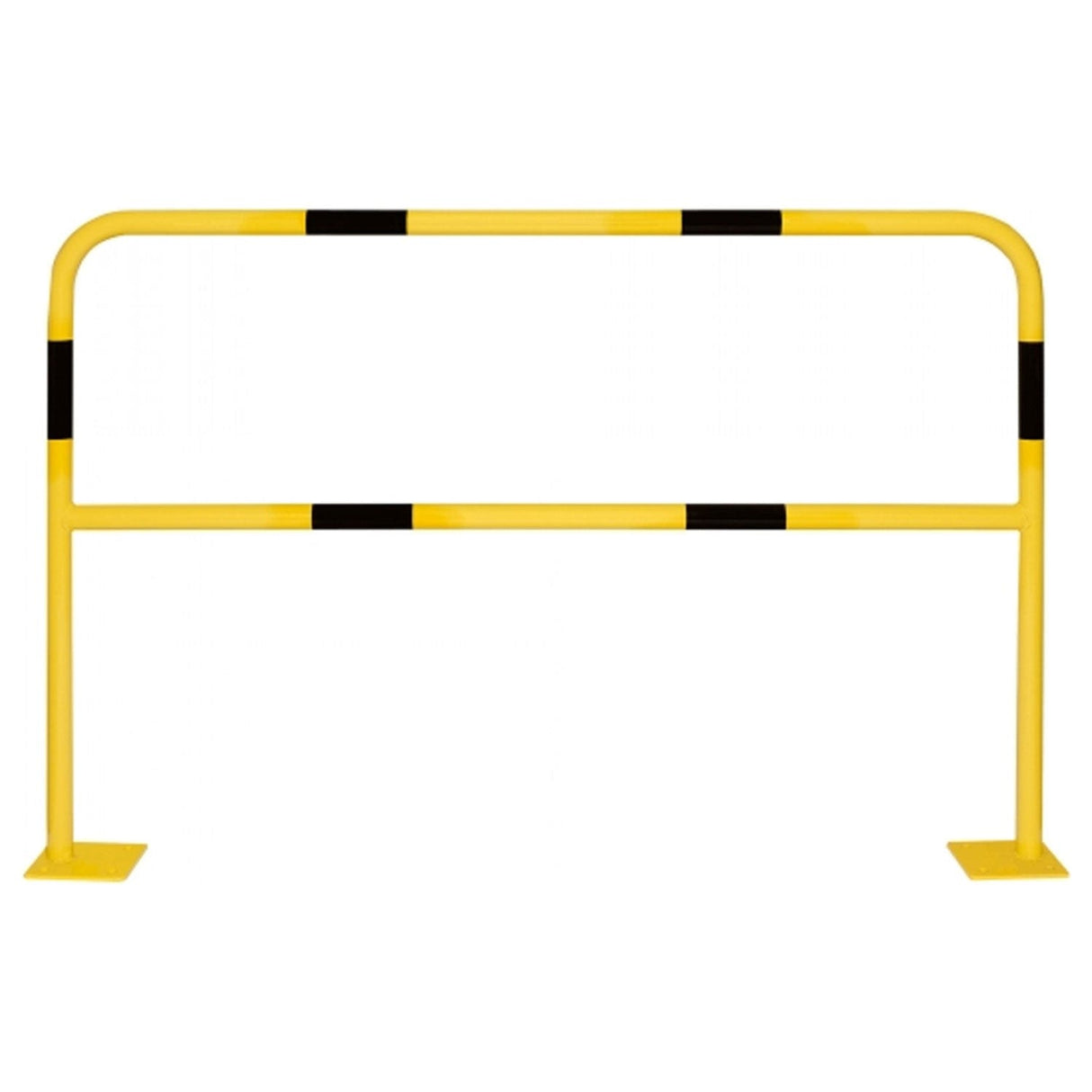 light-duty-yellow-black-high-visibility-hoop-guard-light-duty-indoor-use-industrial-warehouses-depots-factories-safety-commercial-steel-powder-coated-distribution-forklift-damage-pallet-racking-impact-protection