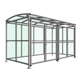 Lockable MC1 Badby shelter with curved roof and mesh doors.