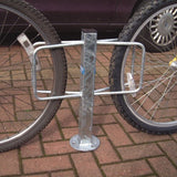 Durable cycle holder for two bikes, Model SU(V) design.