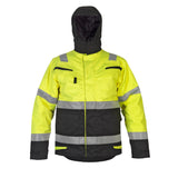 High-quality Multi CVC Waterproof Arc Parka Jacket in Saturn Yellow/Black. Features concealed zip front, double storm flap cover, gas detection loops, ID badge holder loop