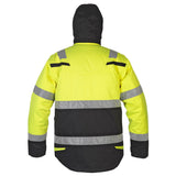 High-quality Multi CVC Waterproof Arc Parka Jacket in Saturn Yellow/Black. Features concealed zip front, double storm flap cover, gas detection loops, ID badge holder loop