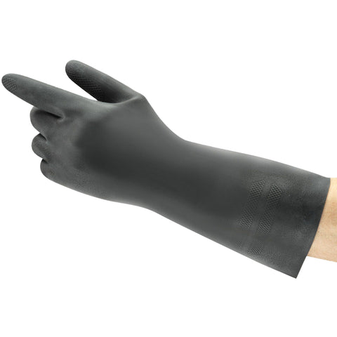 Black Chemical-resistant gloves with cotton flocklining