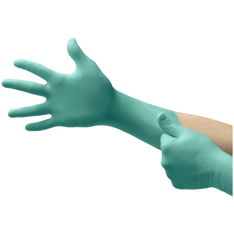 Green Latex-free neoprene gloves with textured fingertips