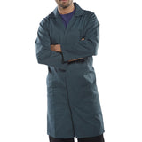 Spruce Green Industrial Warehouse Coat Featuring Concealed Front Studs and Ventilated Design