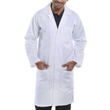 White Industrial Warehouse Coat Featuring Concealed Front Studs and Ventilated Design