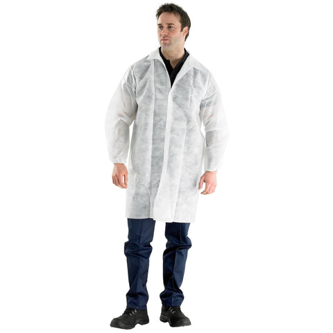 White Polprop Disposable Coverall/Boilersuit made of durable non-woven polypropylene.